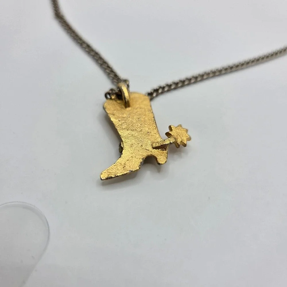 Unbranded Cowboy Boot Necklace Women OS Gold Silver Good Rhinestone Western Spur